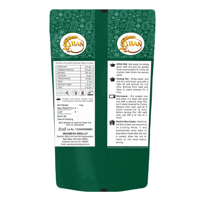 Lihan Rozana Basmati Rice, 1kg – Everyday Basmati with Rich Aroma | Short Grain, Lightly Broken | Ideal for Daily Meals, Khichdi & Pulao